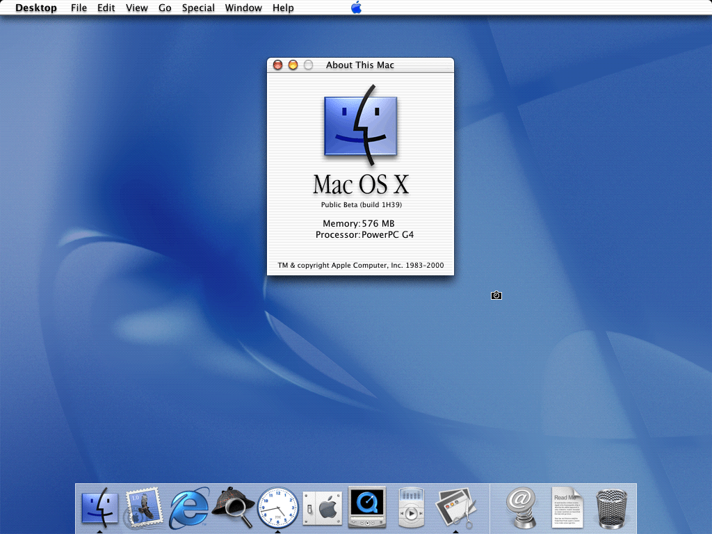 В док-станции Mac OS X Beta, помимо используемого в настоящее время Finder, значок Internet Explorer определенно привлекает внимание