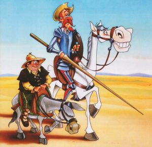 Его самые известные романы включают в себя приключения Дон Кихота из Ла-Манча ( El ingenioso hidalgo don Quijote de la Mancha)